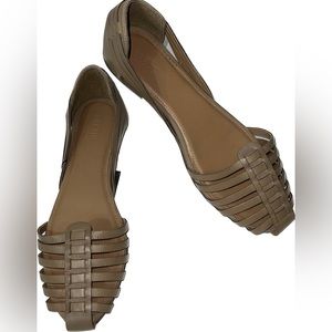 Crevo Footwear NWT Sidney Flat Leather Sandal Huarache Taupe Brown Sz 10 Leather